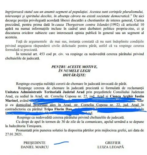 „Doctorul în drept” Iustin CIONCA a pierdut procesul cu „pădurarul” Florin TRIPA [SENTINȚA-DOCUMENT]