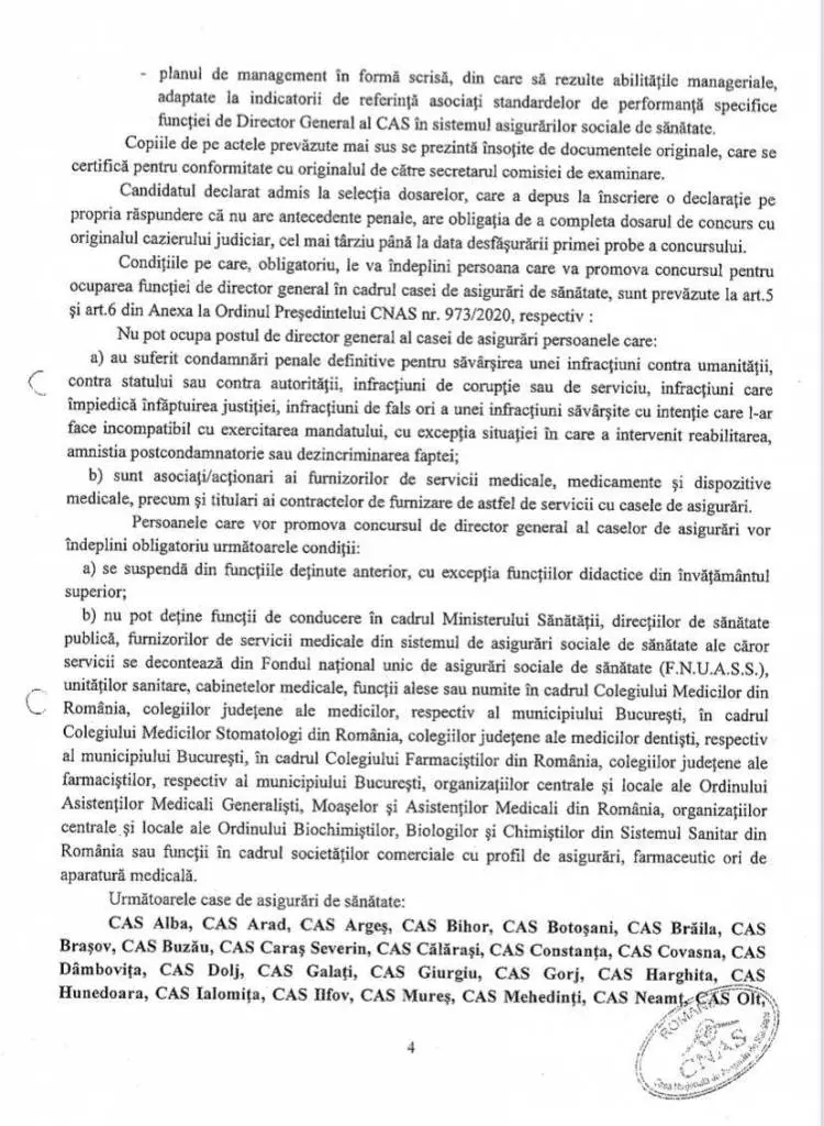 O nouă sesiune de concurs pentru ocuparea funcțiilor vacante de Director General la CAS va avea loc în 16 iunie
