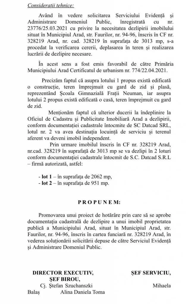 Un proiect de hotărâre care poate fi „cu cântec”, azi, în CLM: DEZLIPIREA imobilului de pe strada Faurilor, nr. 94-96 din Gai - fosta Școală „Frații Neuman”