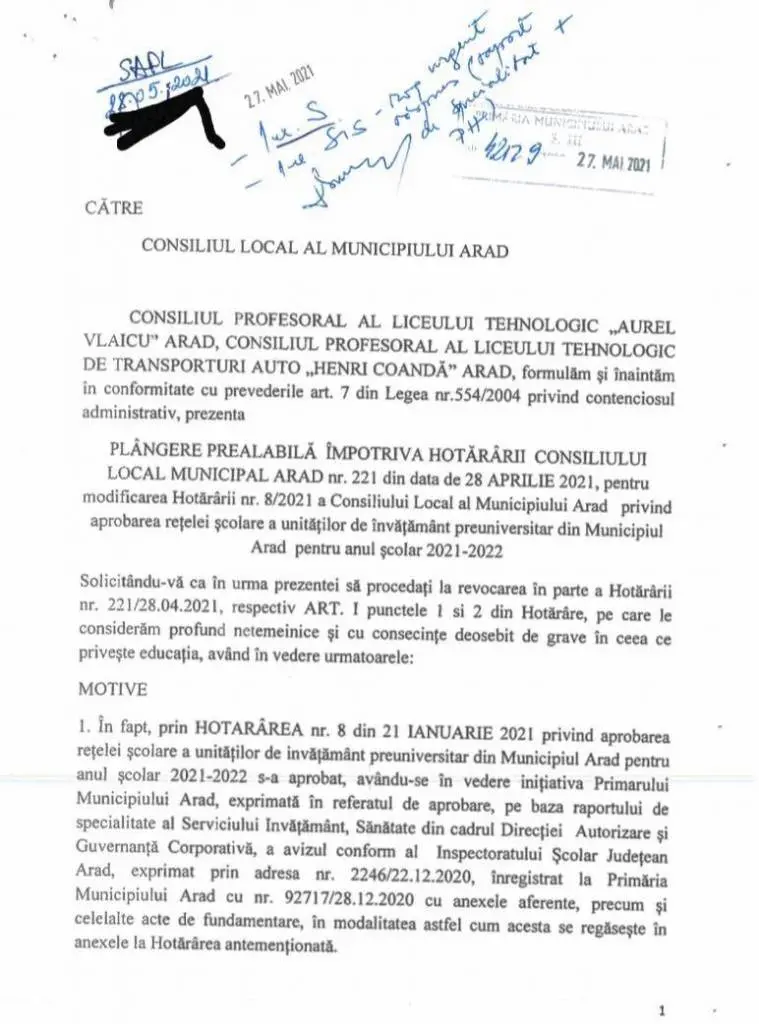 [ACTUALIZARE] Deși a fost retras de pe ordinea de zi proiectul de hotărâre, raportul de specialitate pe care a fost fundamentat este demontat, afirmație cu afirmație, de către Consiliile Profesorale a două dintre liceele vizate de desființare