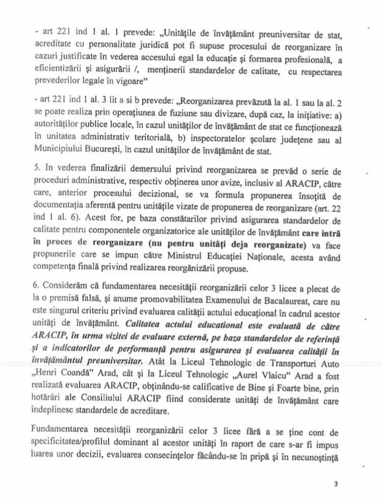 [ACTUALIZARE] Deși a fost retras de pe ordinea de zi proiectul de hotărâre, raportul de specialitate pe care a fost fundamentat este demontat, afirmație cu afirmație, de către Consiliile Profesorale a două dintre liceele vizate de desființare