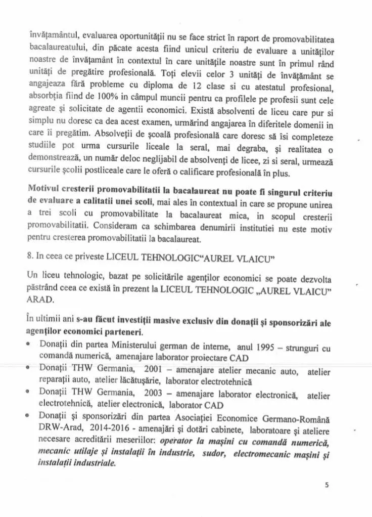 [ACTUALIZARE] Deși a fost retras de pe ordinea de zi proiectul de hotărâre, raportul de specialitate pe care a fost fundamentat este demontat, afirmație cu afirmație, de către Consiliile Profesorale a două dintre liceele vizate de desființare
