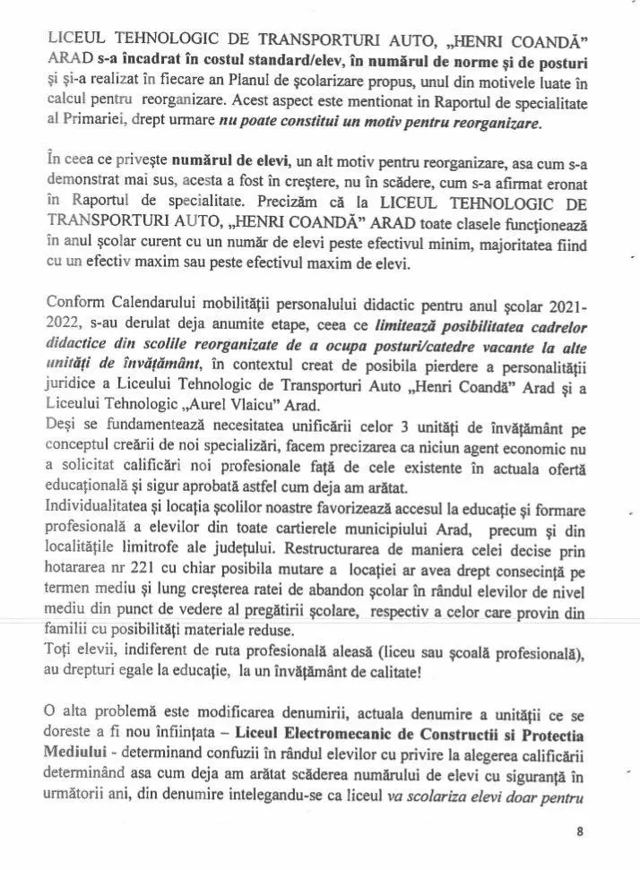 [ACTUALIZARE] Deși a fost retras de pe ordinea de zi proiectul de hotărâre, raportul de specialitate pe care a fost fundamentat este demontat, afirmație cu afirmație, de către Consiliile Profesorale a două dintre liceele vizate de desființare