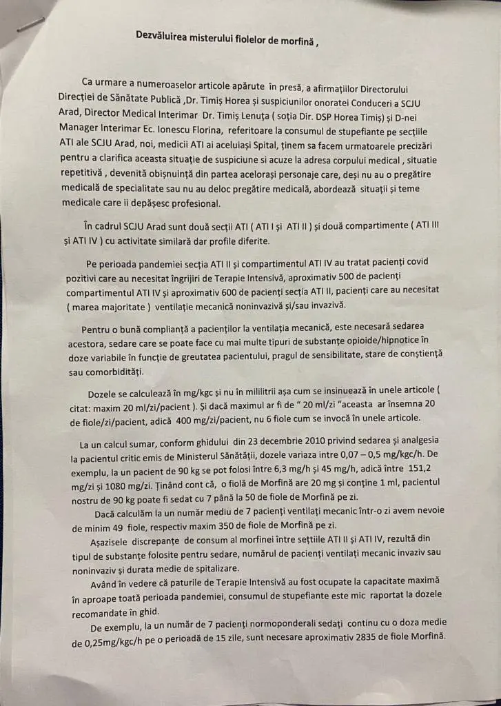 „Duma cu morfina” aruncată presei de familia Timiș - explicată de medicii care se pricep și la morfină, și la dume