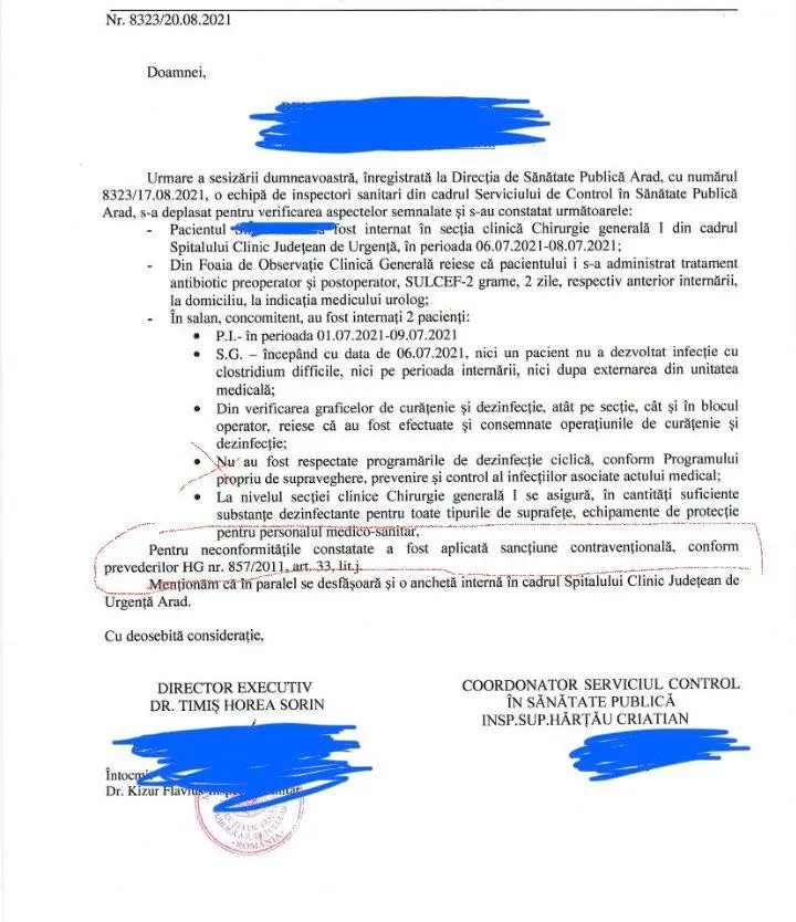 [ACTUALIZARE 2] Duhul lui Hipocrate a pierit de mult din Spitalul Județean Arad. „Nu se poate efectua intervenția, cadrele de pe secție refuză să vă mai opereze din cauză că tot ați făcut plângeri” - i-au comunicat medicii unui pacient care a sunat la spital să-și programeze o intervenție chirurgicală