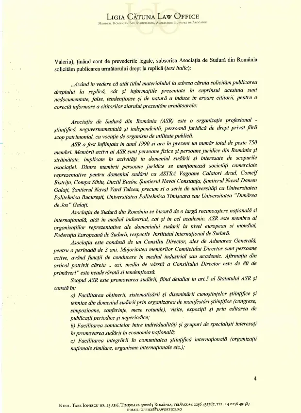 [DREPT LA REPLICĂ] Poziția Asociației de Sudură din România față de acuzele formulate de „rebelii” din rândurile sale [2]