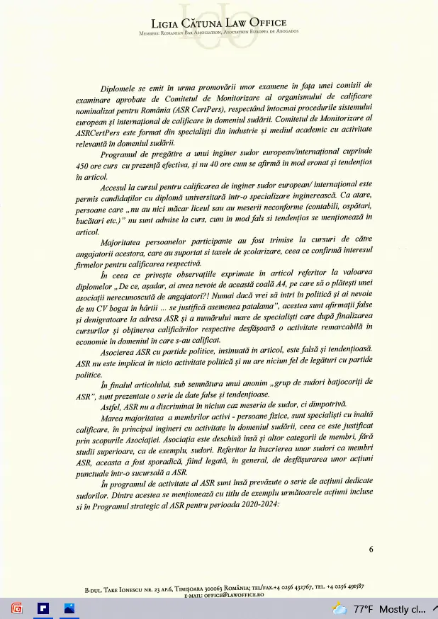 [DREPT LA REPLICĂ] Poziția Asociației de Sudură din România față de acuzele formulate de „rebelii” din rândurile sale [2]