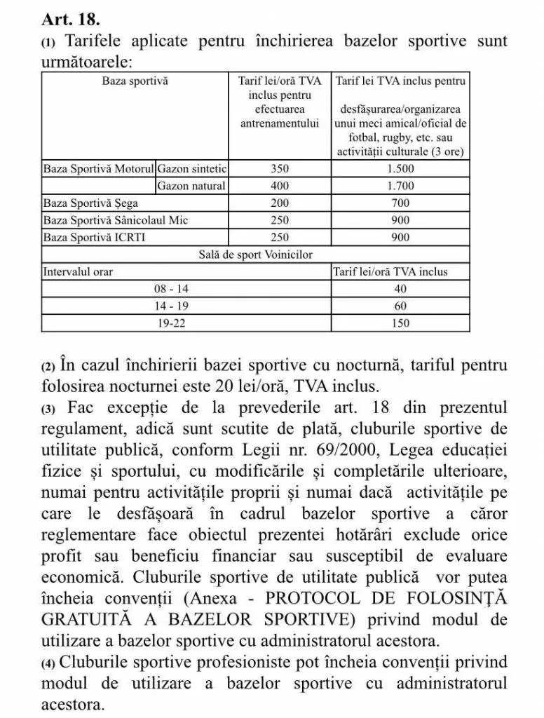 [TRANSPARENȚĂ DECIZIONALĂ] REGULAMENTUL de organizare și funcționare a BAZELOR SPORTIVE din municipiu poate fi contestat până la data de 30 iulie