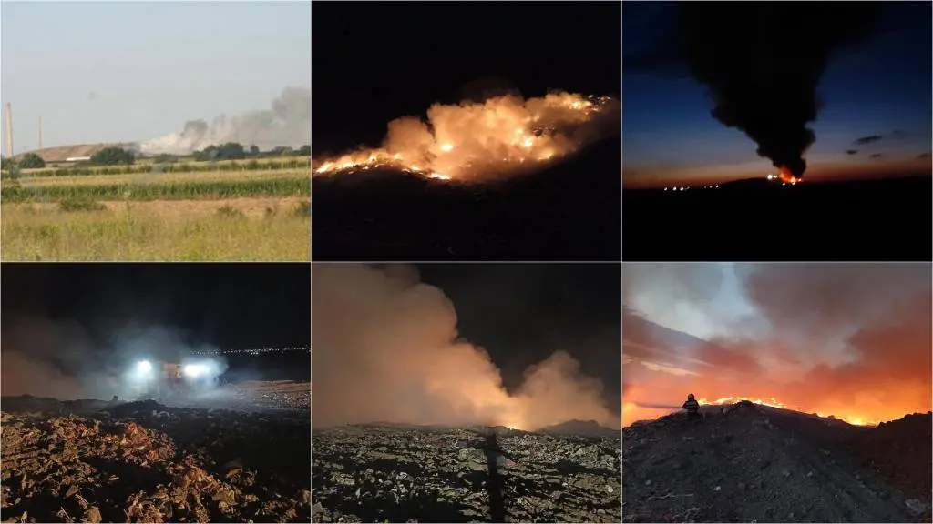[ACTUALIZARE 4] ISUJ Arad: Incendiul de la groapa de gunoi a fost lichidat