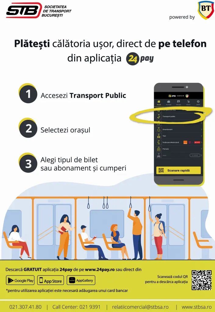 Arădenii pot achita contravaloarea călătoriilor cu transportul public cu telefonul mobil folosind aplicația 24pay