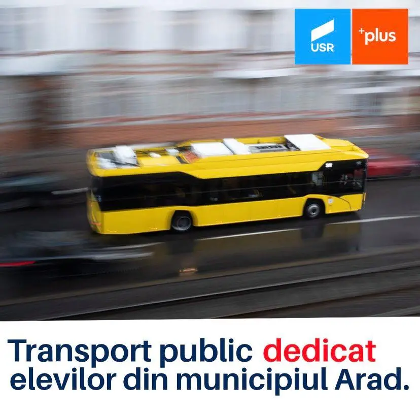 De când e în opoziție, USR PLUS are idei mai bune: Solicită administrației arădene să instituie una sau mai multe linii de transport dedicate exclusiv elevilor