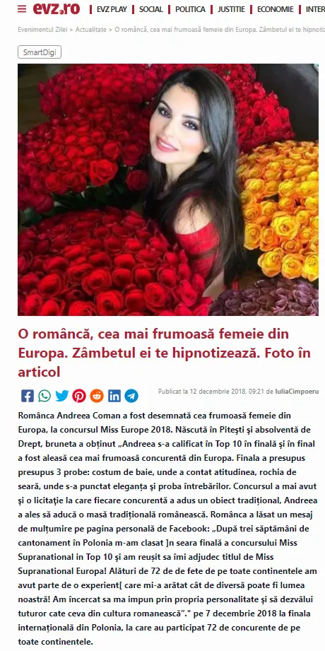 [ACTUALIZARE 2] „Miss Supranaţional Europe 2018” se dă „virgină în mass-media” și somează TOATE PUBLICAȚIILE să șteargă articolele care o vizează în cauzele privind șantajele și tentativa de otrăvire a milionarului Adrian Luca. Cu cele despre „cât e de frumoasă” n-are treabă...