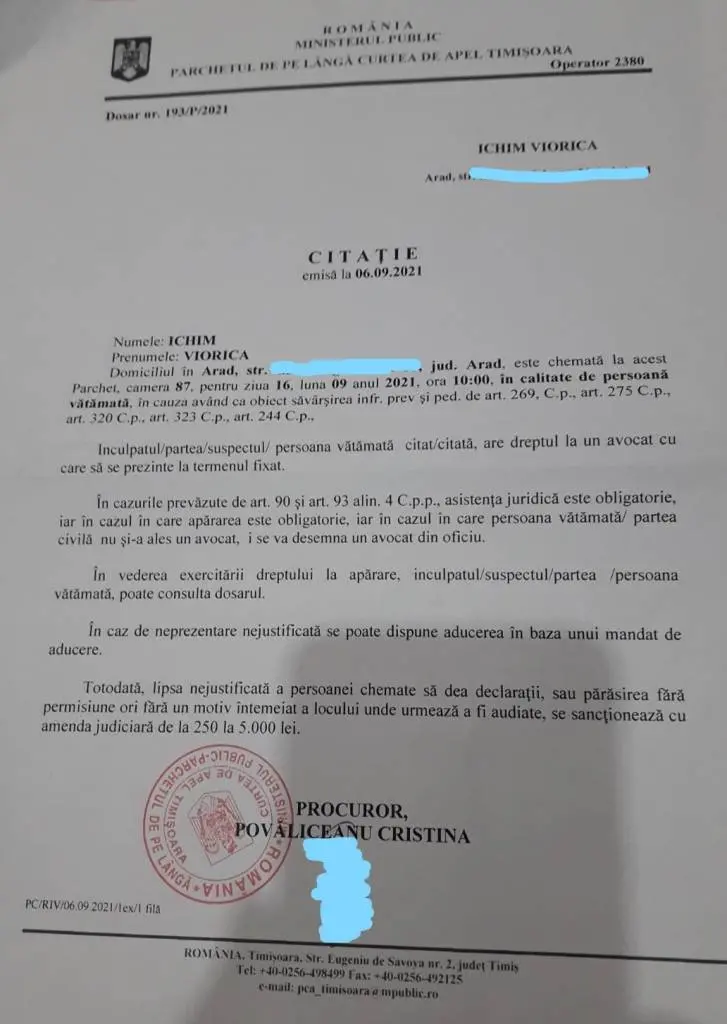 [ACTUALIZARE 6] Odiseea corupției din Justiția arădeană în cazul jafului imobiliar continuă: SCRISOARE DESCHISĂ adresată Parchetului de pe lângă Curtea de Apel Timișoara în cazul Viorica Ichim vs fostul judecător Ioana Popescu & întregul grup infracțional organizat