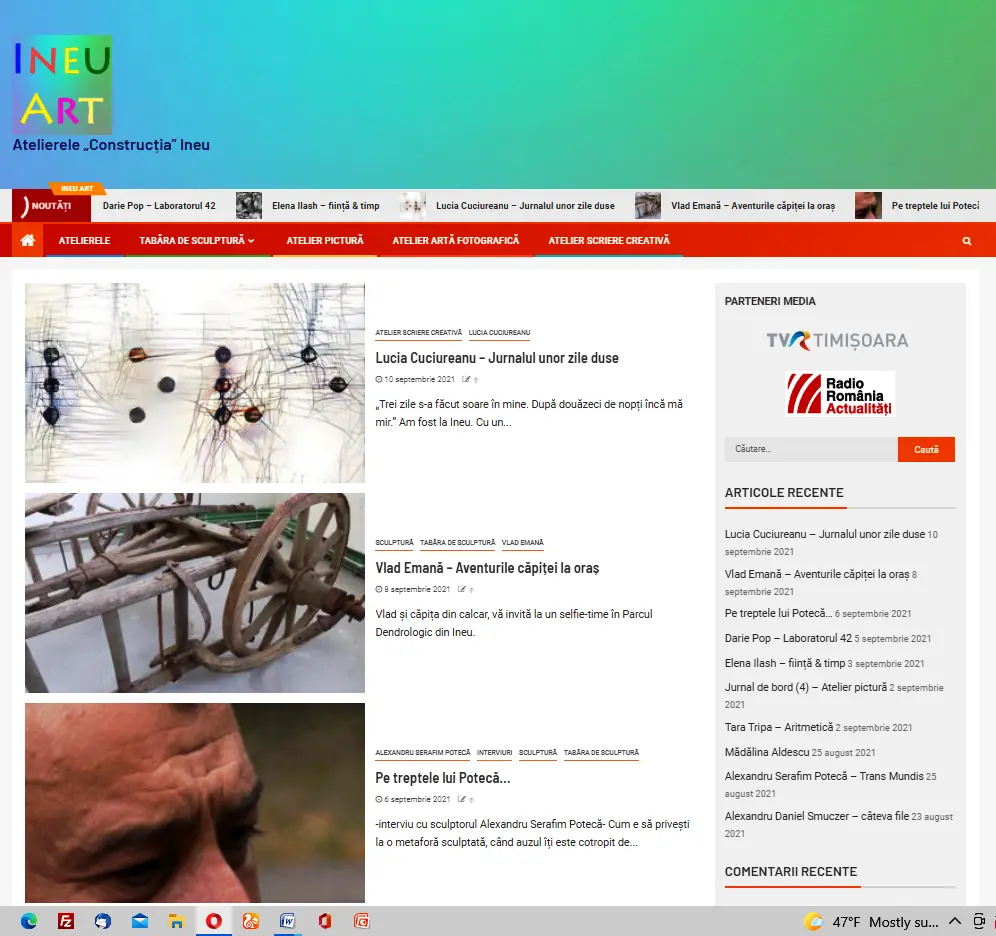 Atelierele „Construcția” Ineu - la momentul vernisajului. Cum interpretează un critic avizat lucrările tinerilor sculptori care mobilează ALTFEL Parcul dendrologic din centrul orașului
