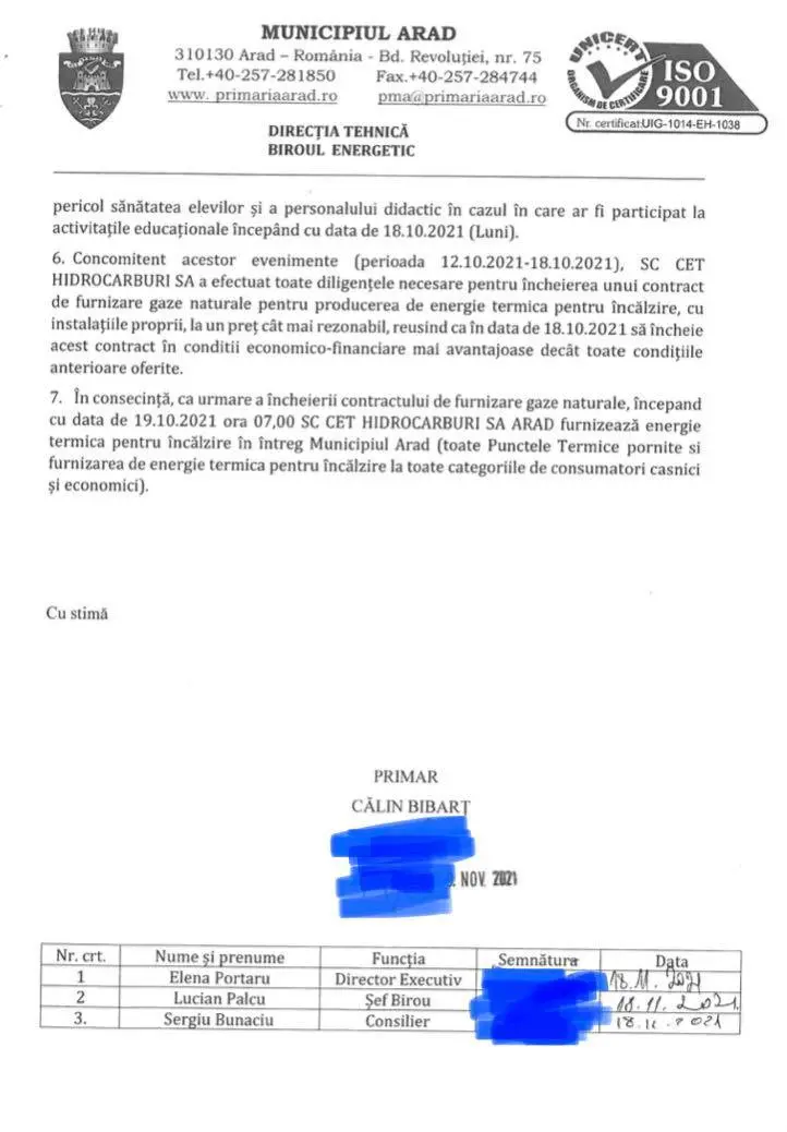 Scandal prin corespondență între ULAL Arad și administrația locală pe tema agentului termic furnizat necorespunzător
