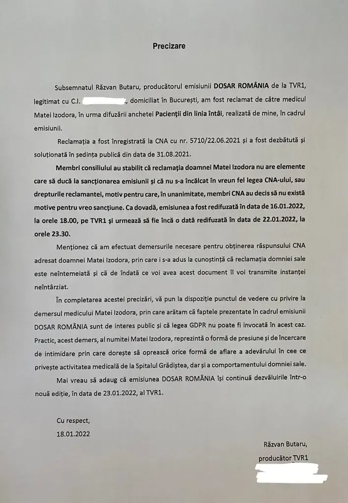 SECHESTRAT PRINTRE MORȚII VII. Înfiorătoarea experiență a arădeanului Marian Coșeri pe A.T.I. Grădiște - povestită la TVR în emisiunea DOSAR ROMÂNIA. Din CULISELE unei lupte cu „zmeii pandemiei” deghizați în „îngeri cu halate”