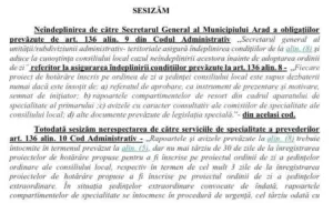 a fost sesizată prefectura arad