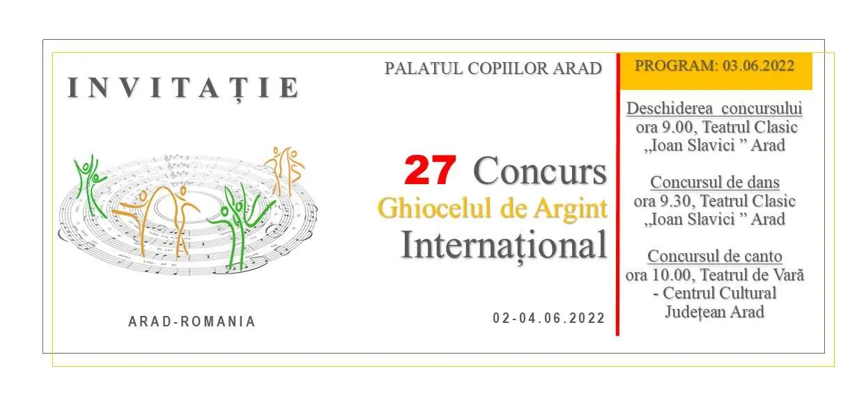 De 1 IUNIE, Palatului Copiilor Arad sărbătorește 70 de ani de existență și organizează ediția a XXVII-a a Concursului Internațional „Ghiocelul de Argint”