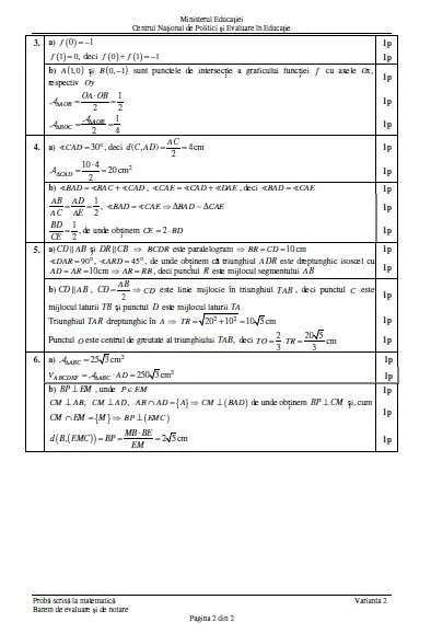 [ACTUALIZARE 2] Evaluare Națională 2022 - BAREM la MATEMATICĂ