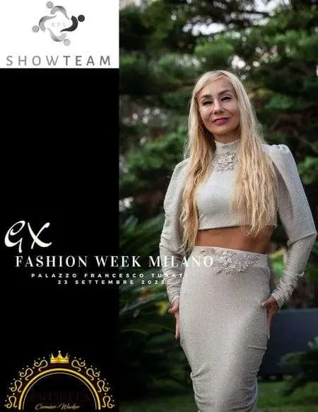 Designerul arădean Andreea Cormier Wacker participă la GX FASHION WEEK 2022 MILANO. Și Miss Universe România, Carmina Cotfas, va fi pe podium