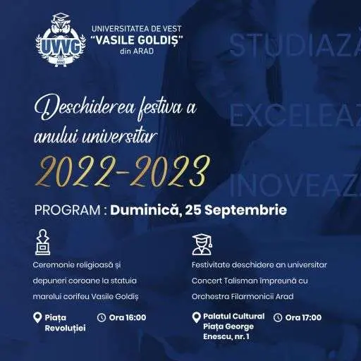 UVVG: Deschiderea festivă a Anului Universitar 2022 – 2023 va avea loc duminică, 25 septembrie