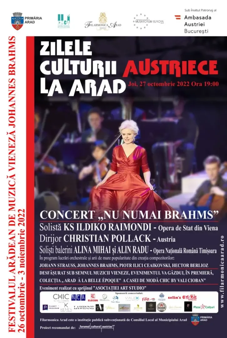 Sub tutela lui Brahms. Zilele Culturii Austrice la Arad și Festivalul de Muzică Vieneză: 26 octombrie - 3 noiembrie 2022