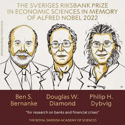 Premiul Nobel pentru Științe Economice le-a fost acordat americanilor Ben S. Bernanke, Douglas W. Diamond și Philip H. Dybvig pentru „activitatea lor în domeniul bancar și al crizelor financiare”