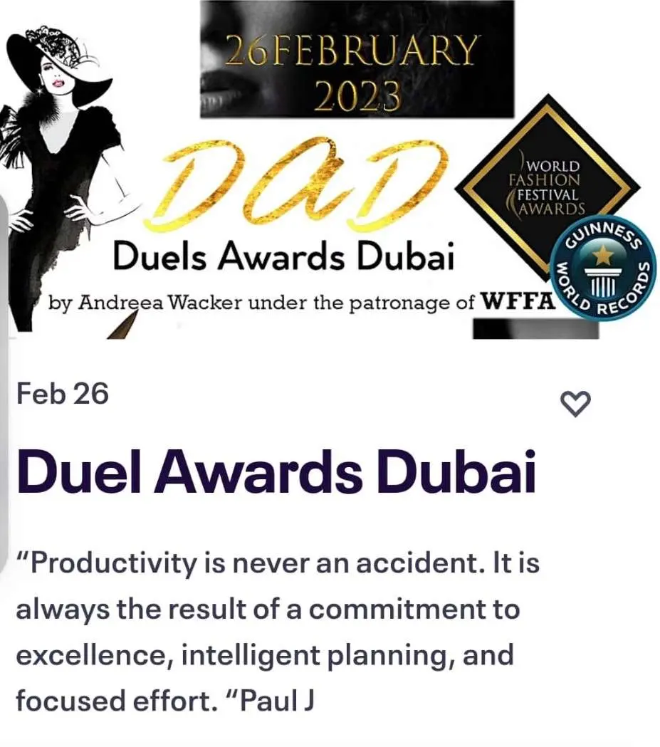 World Fashion Festival Awards și Duels Awards Dubai 2023