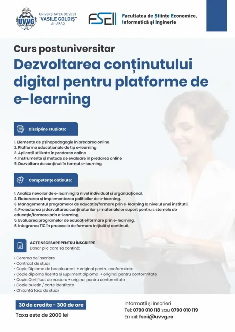 Un nou CURS POSTUNIVERSITAR LA U.V.V.G care se adresează cadrelor didactice preuniversitare și universitare