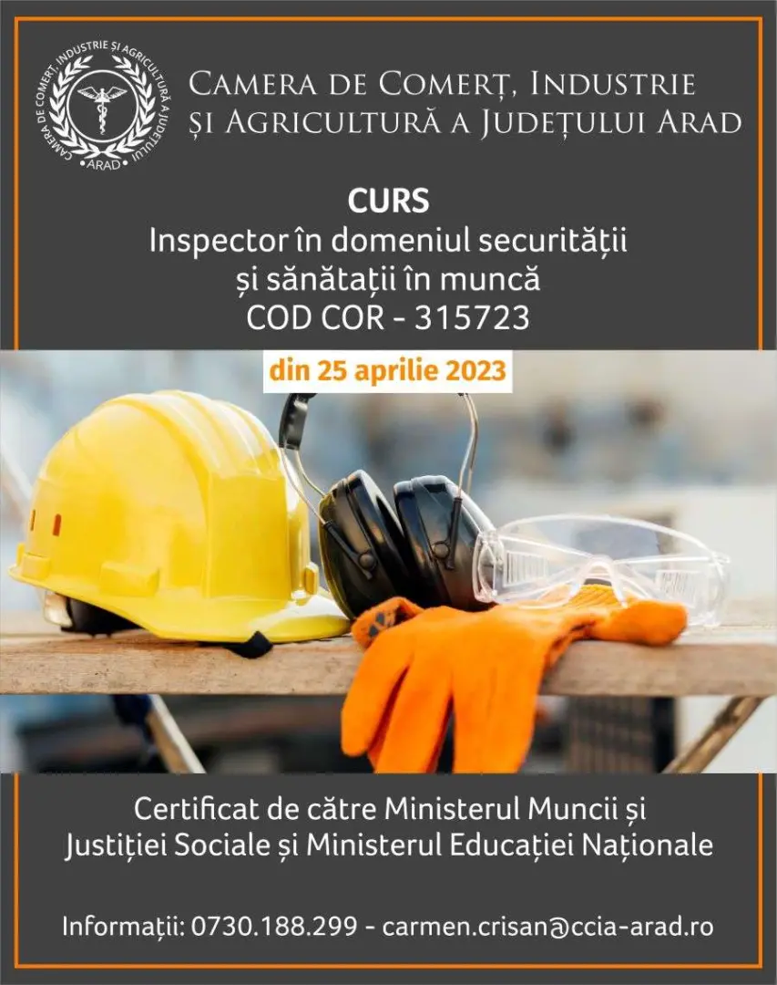 Cursuri CCIA: INSPECTOR SĂNĂTATE ȘI SECURITATE ÎN MUNCĂ și REFERENT RESURSE UMANE