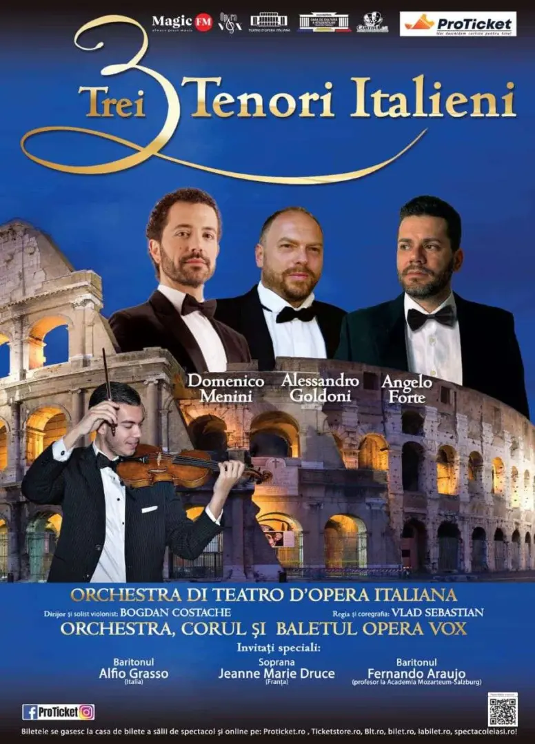Tenorul ANGELO FORTE vă invită în turneul „3 TENORI ITALIENI”, pe 23 mai la Filarmonica de Stat Arad