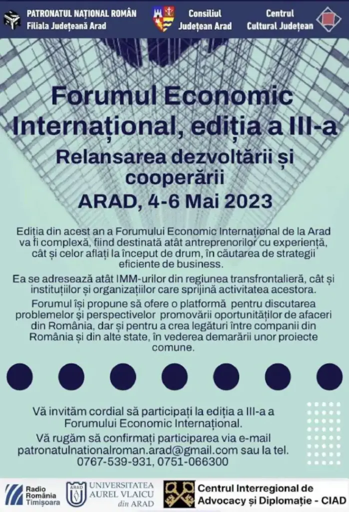 forumul economic internațional ”relansarea dezvoltării și cooperării”.