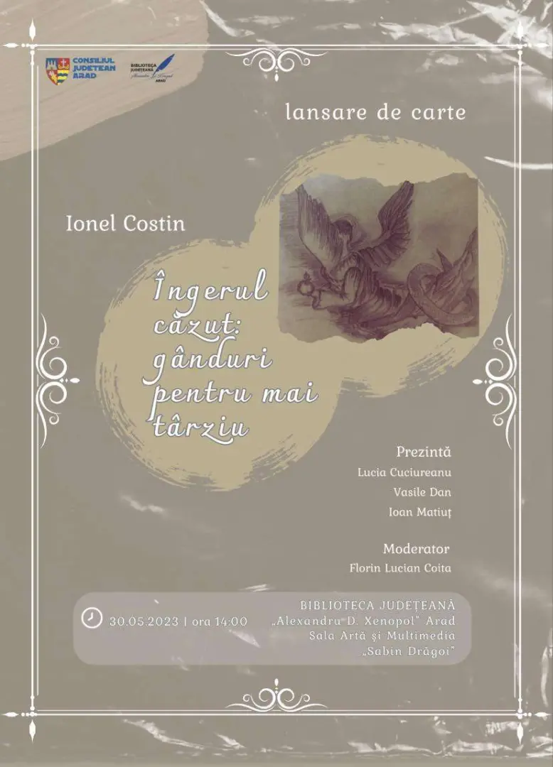 LANSARE DE CARTE: „Îngerul căzut: gânduri pentru mai târziu”, de Ionel Costin