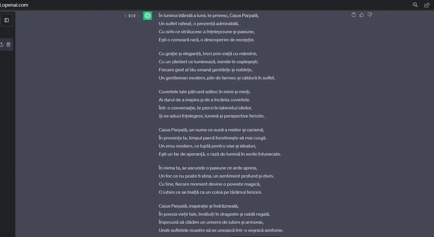 poezie romantică despre caius parpală