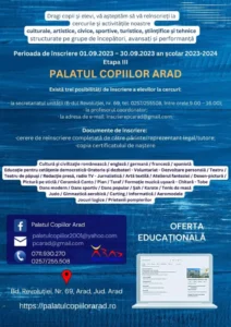 înscrieri la cursurile palatului copiilor
