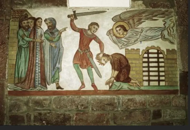 taierea capului sf ioan botezatorul fresca medievala