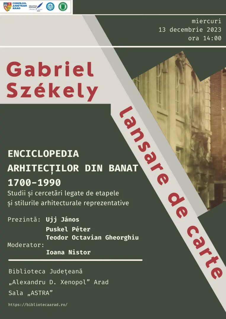 afis lansare de carte gabriel szekely 13 decembrie 2023 biblioteca arad
