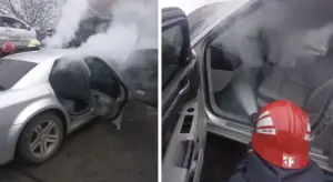 incendiu izbucnit la un autoturism