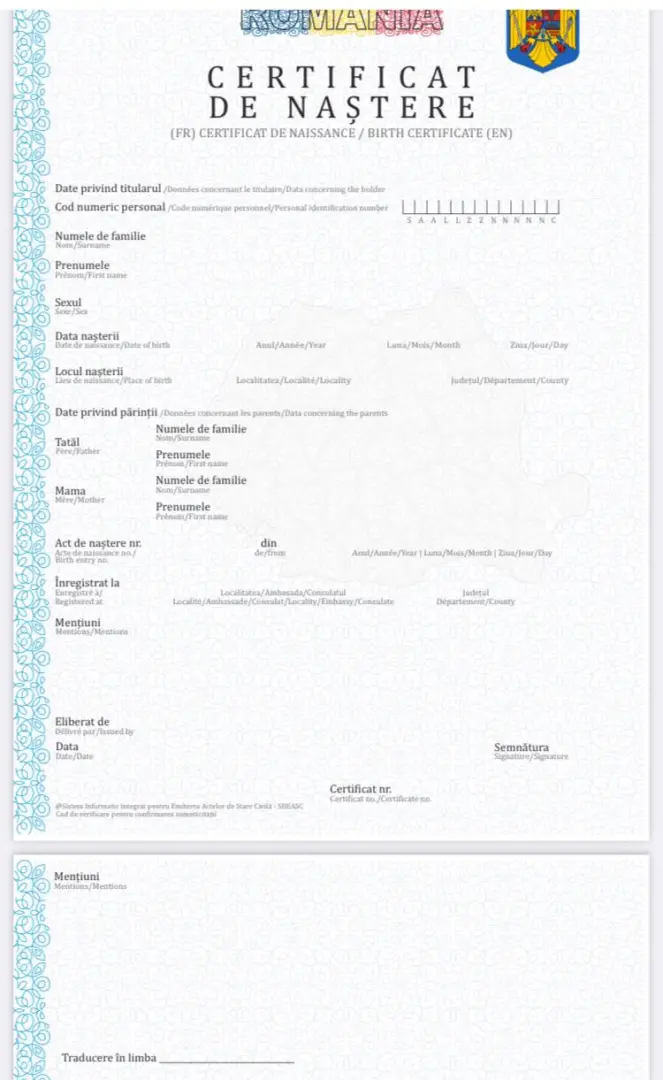certificat de nastere electronic
