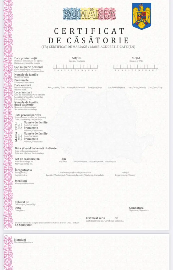 certificat de casatorie tipizat