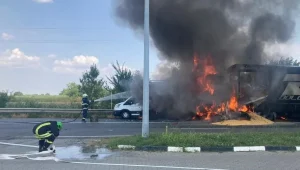 accident rutier urmat de incendiu