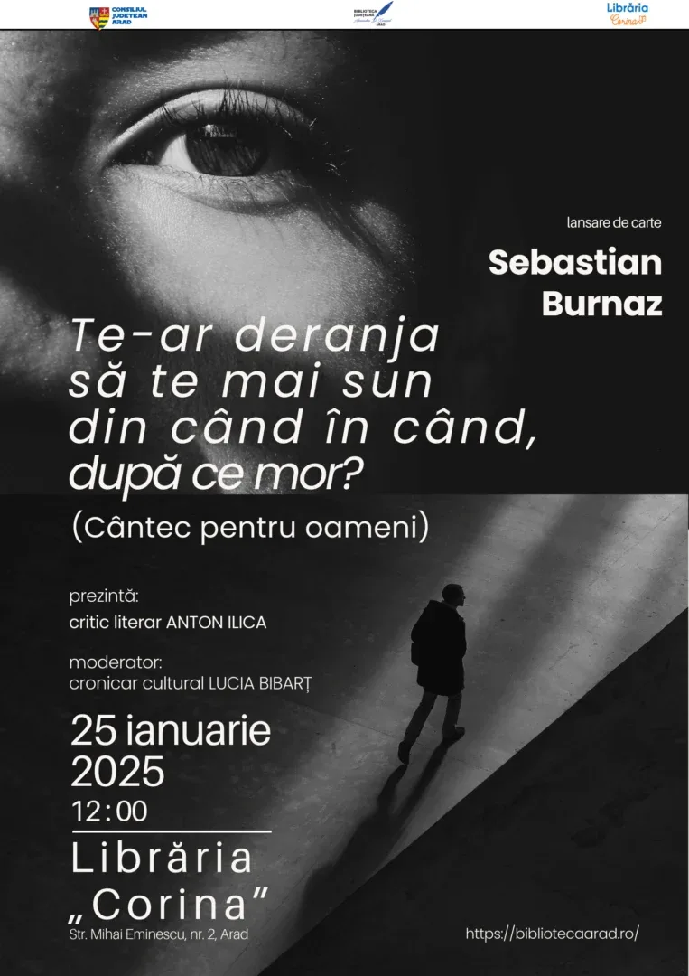 afis lansare de carte 25 ianuarie 2025 sebastian burnaz