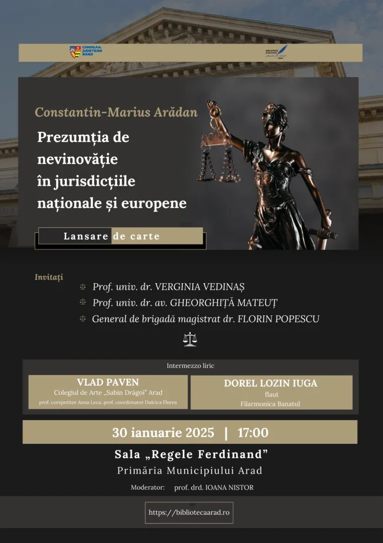 afis lansare de carte 30 ianuarie 2025 arad