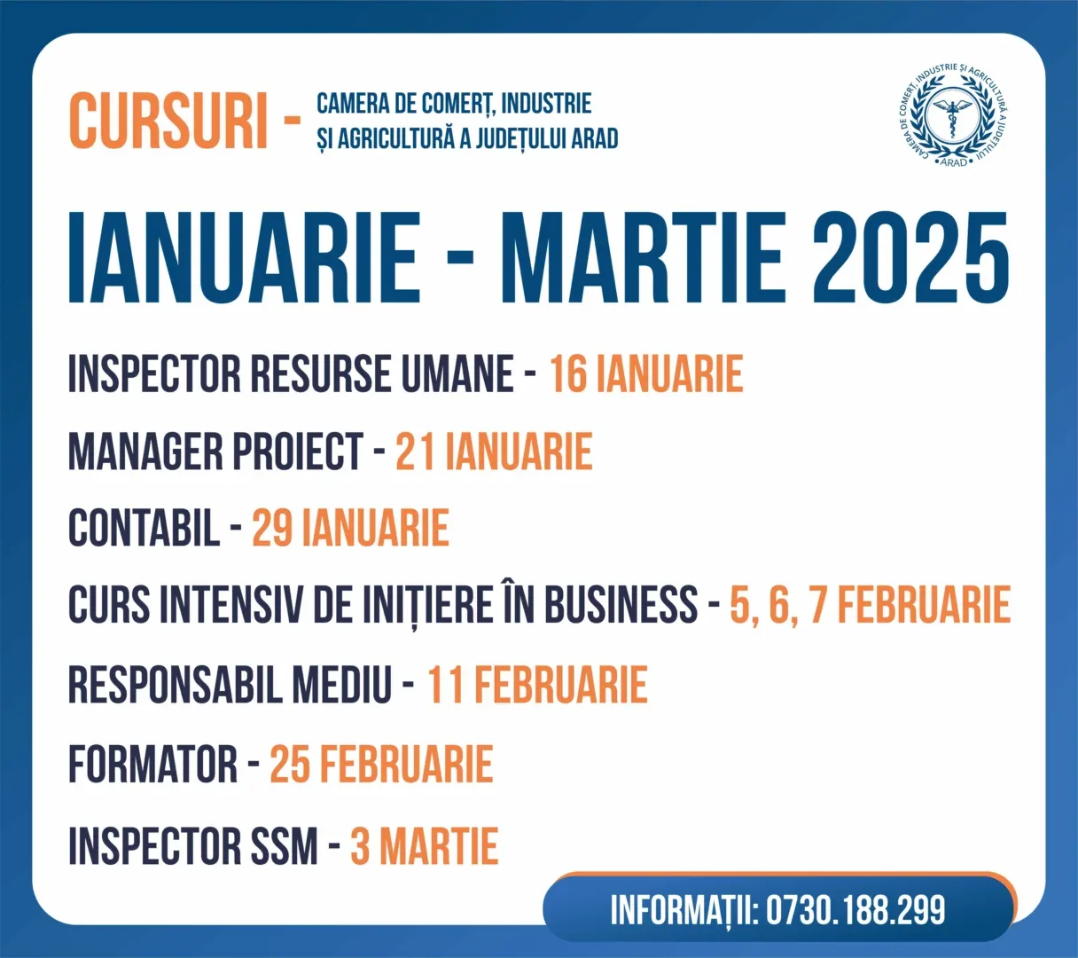 cursuri ianuarie martie 2025