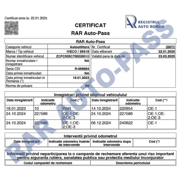 certificat rar auto pass