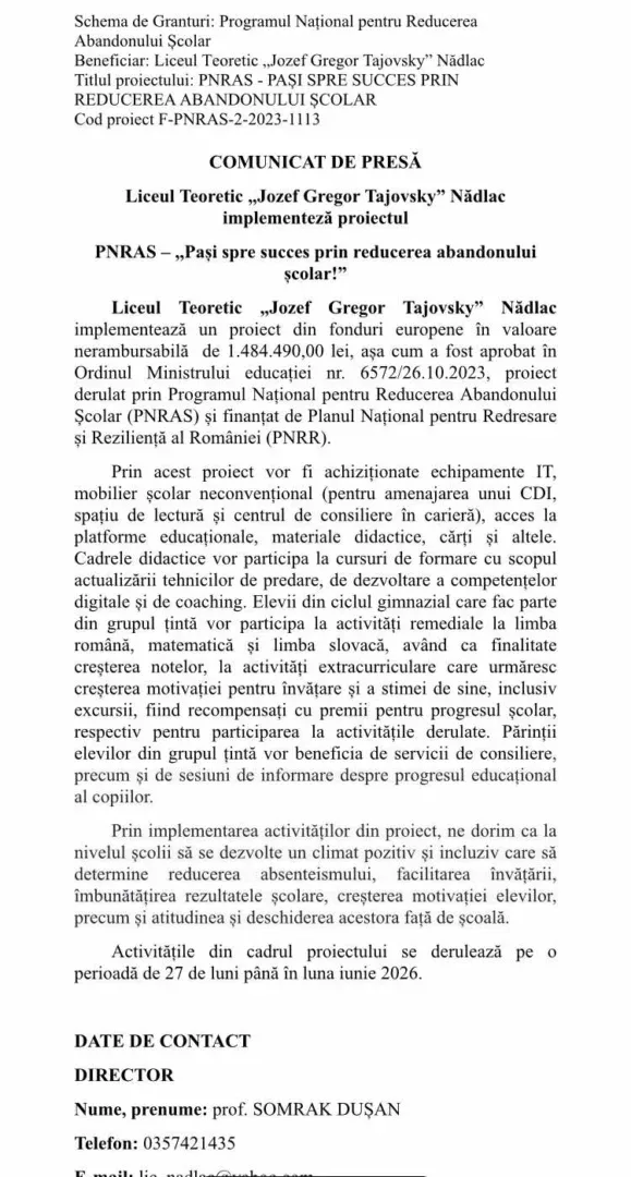 comunicat nadlac