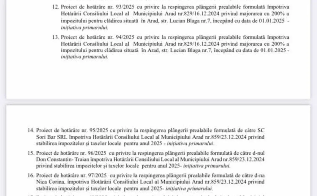 respingere plangeri prealabile clm arad