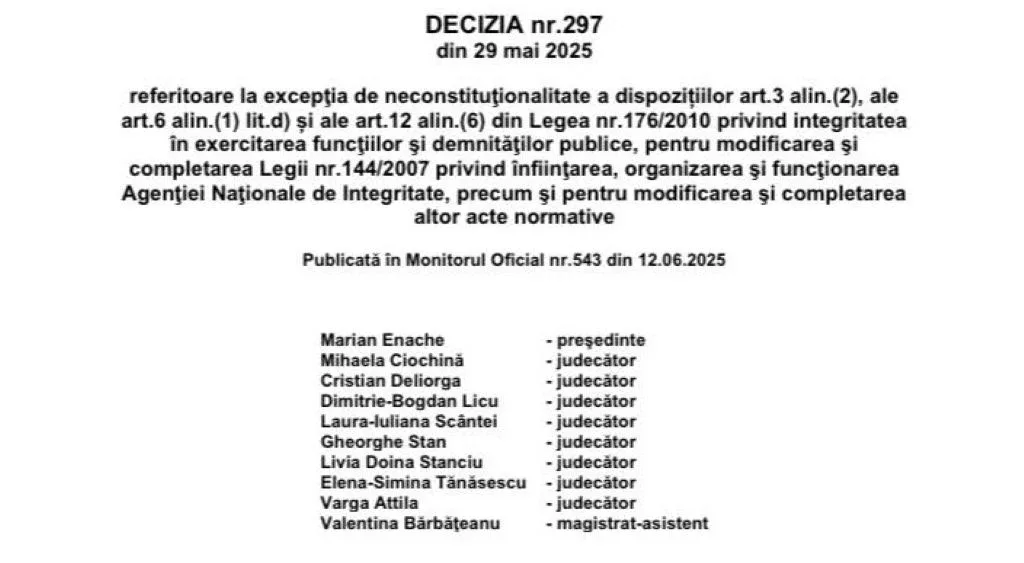 decizie ccr declaratii de avere