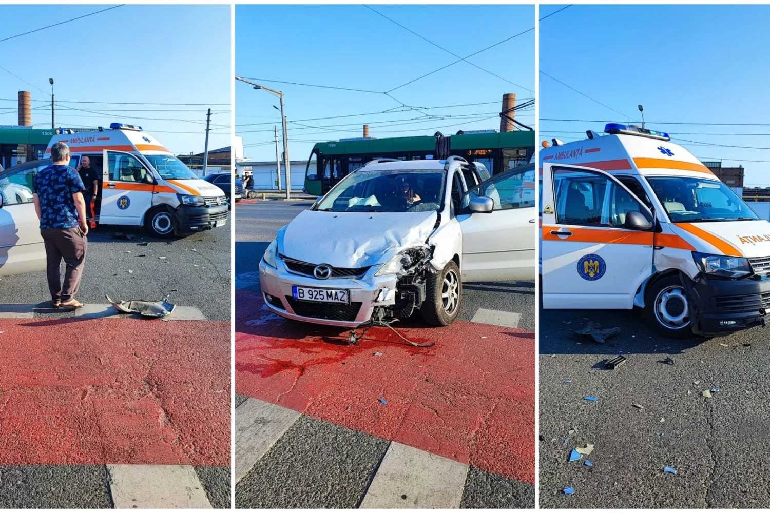 ambulanță implicată într-un accident