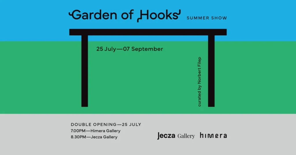 „garden of hooks” aduce 31 de artiști emergenți la timișoara, într-un summer show semnat galeria jecza și galeria himera 1 banner jecza himera gallery garden of hooks 2025